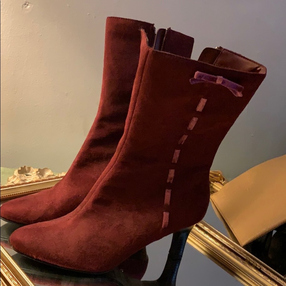 Predictions Sadie Faux Suede Wine Colored Boots